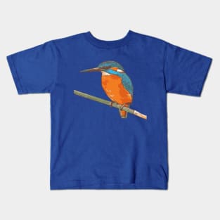 Cartoon Style Fishing Bird Black Outline Art Kids T-Shirt